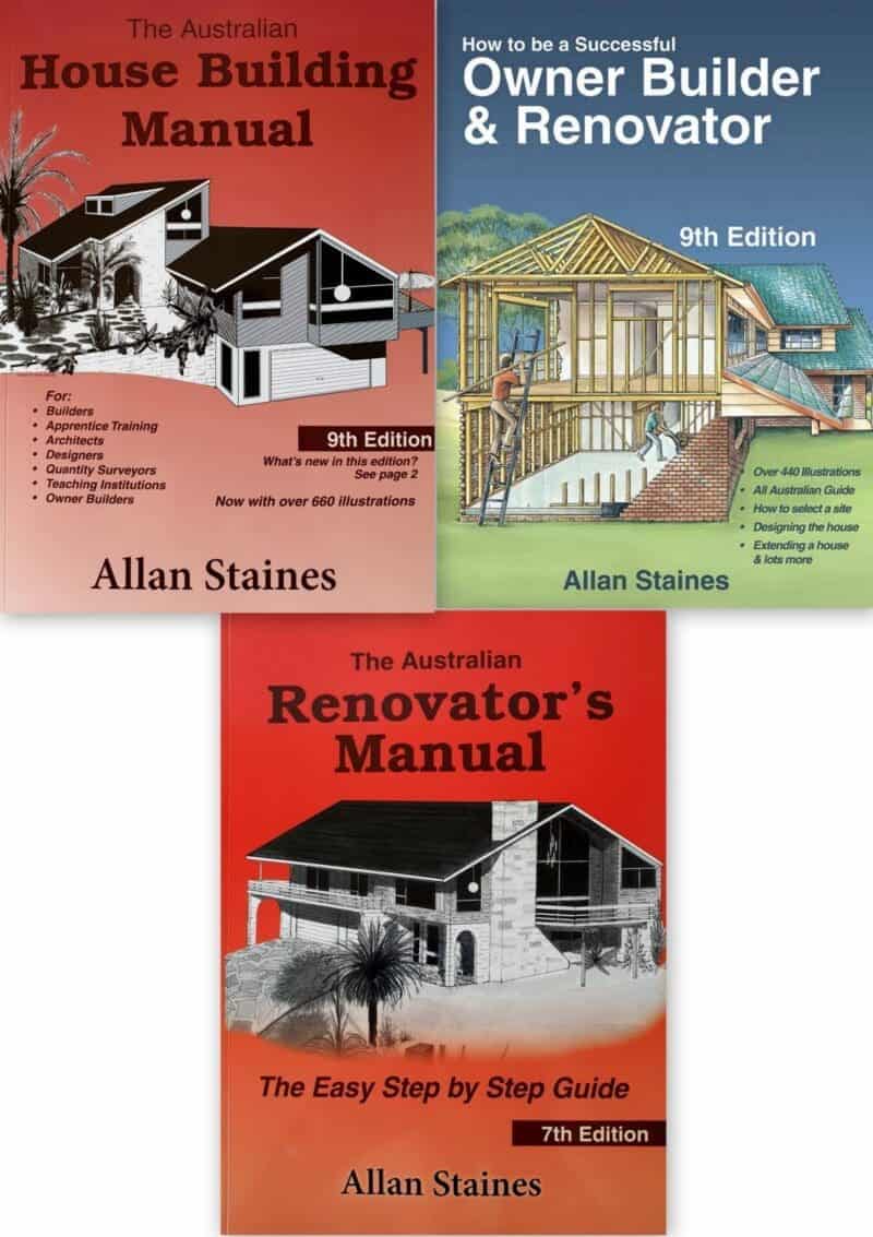 3-pack: Allan Staines Books, House Building, Successful Owner Builder & Australian Renovators Manual